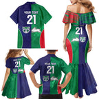 Custom Warriors-Rabbitohs Family Matching Mermaid Dress and Hawaiian Shirt Together Sporty Style