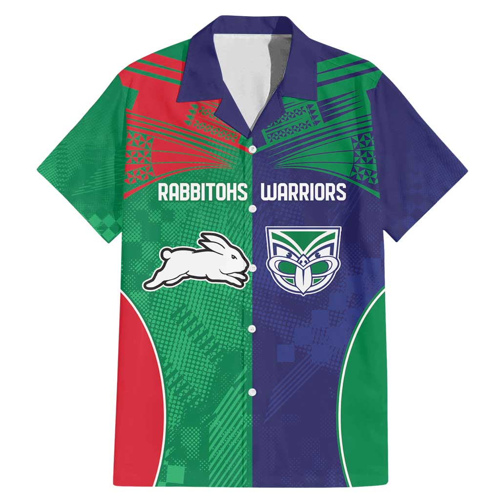 Custom Warriors-Rabbitohs Family Matching Mermaid Dress and Hawaiian Shirt Together Sporty Style