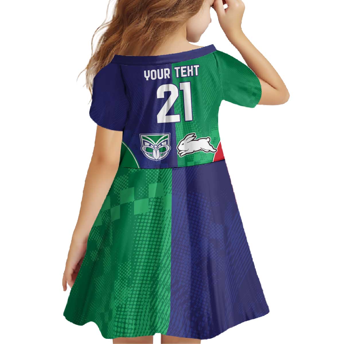Custom Warriors-Rabbitohs Family Matching Off The Shoulder Long Sleeve Dress and Hawaiian Shirt Together Sporty Style