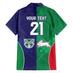 Custom Warriors-Rabbitohs Family Matching Off The Shoulder Long Sleeve Dress and Hawaiian Shirt Together Sporty Style