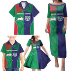 Custom Warriors-Rabbitohs Family Matching Puletasi and Hawaiian Shirt Together Sporty Style