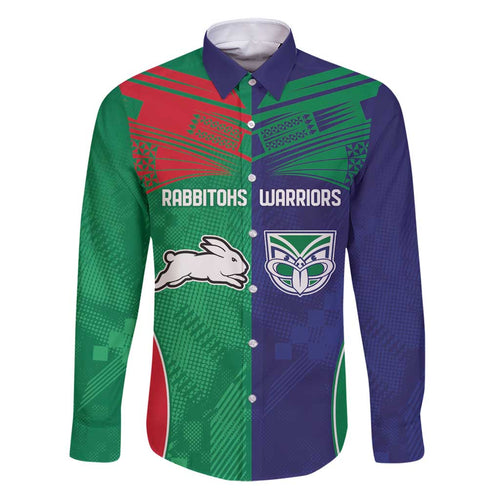 Custom Warriors-Rabbitohs Family Matching Puletasi and Hawaiian Shirt Together Sporty Style
