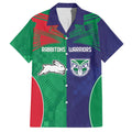 Custom Warriors-Rabbitohs Family Matching Short Sleeve Bodycon Dress and Hawaiian Shirt Together Sporty Style