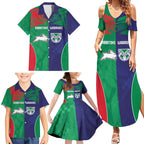 Custom Warriors-Rabbitohs Family Matching Summer Maxi Dress and Hawaiian Shirt Together Sporty Style