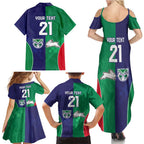 Custom Warriors-Rabbitohs Family Matching Summer Maxi Dress and Hawaiian Shirt Together Sporty Style