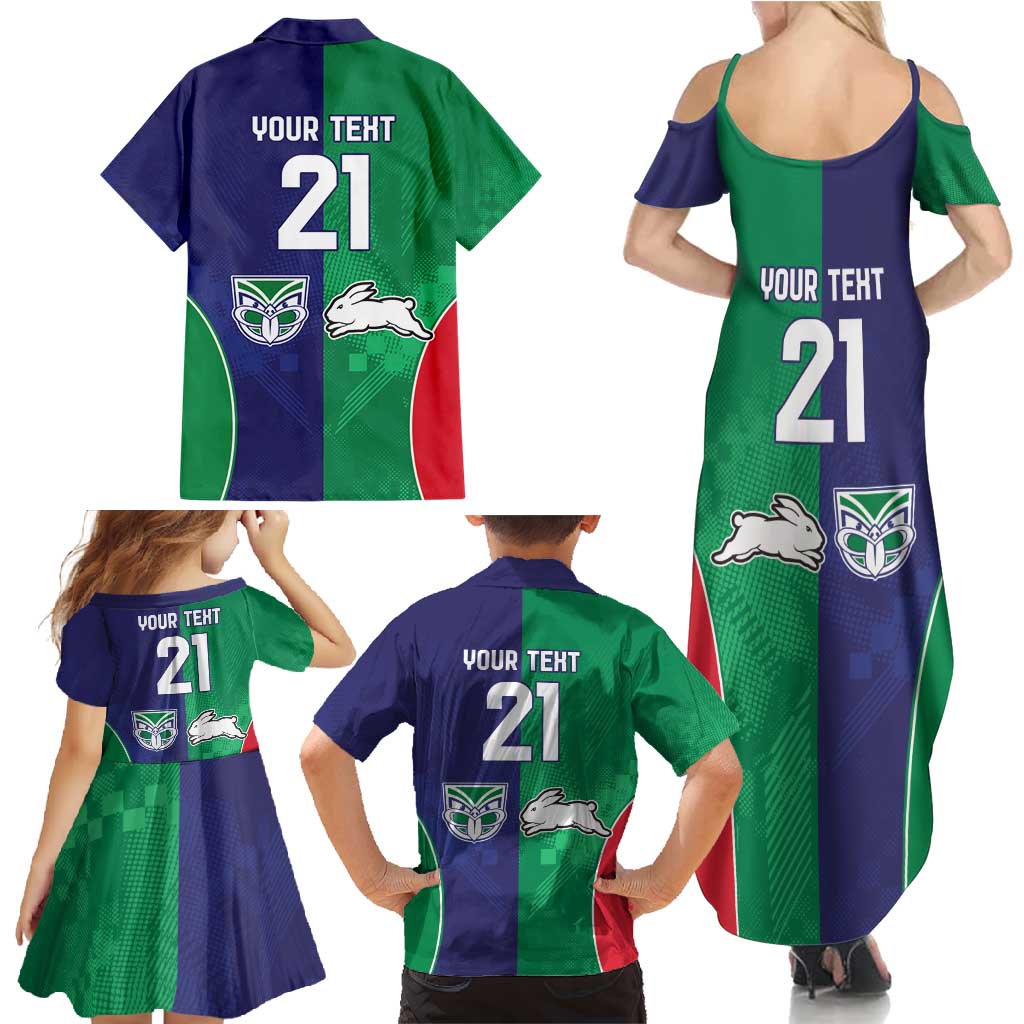Custom Warriors-Rabbitohs Family Matching Summer Maxi Dress and Hawaiian Shirt Together Sporty Style