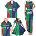 Custom Warriors-Rabbitohs Family Matching Tank Maxi Dress and Hawaiian Shirt Together Sporty Style