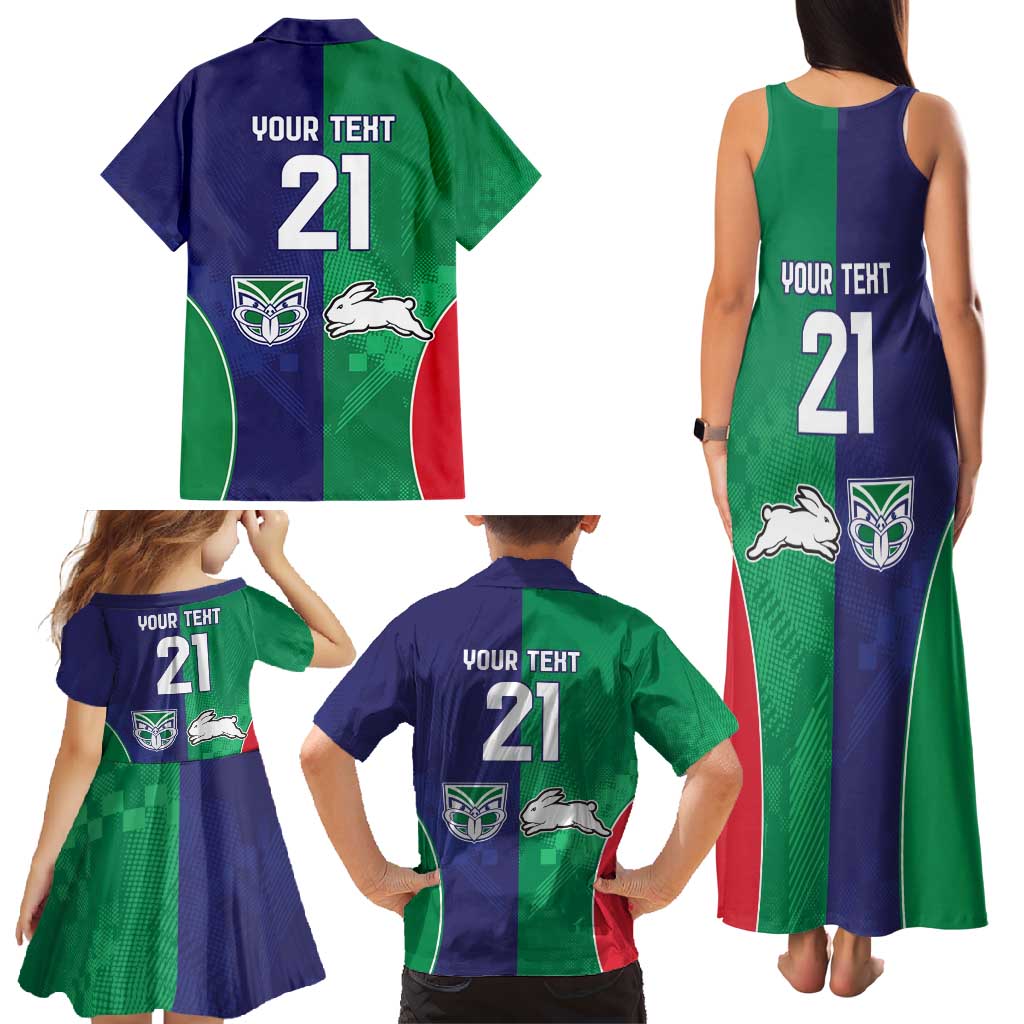 Custom Warriors-Rabbitohs Family Matching Tank Maxi Dress and Hawaiian Shirt Together Sporty Style
