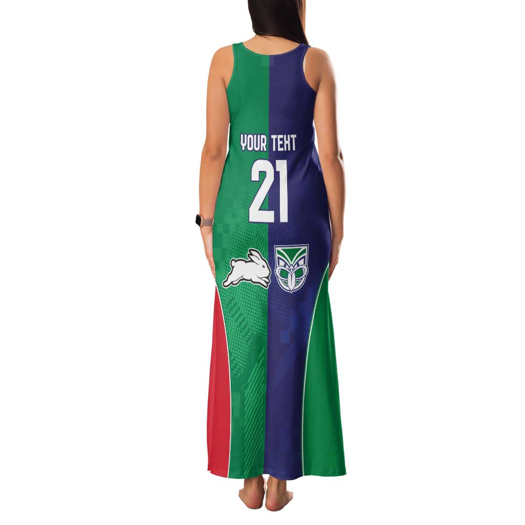 Custom Warriors-Rabbitohs Family Matching Tank Maxi Dress and Hawaiian Shirt Together Sporty Style