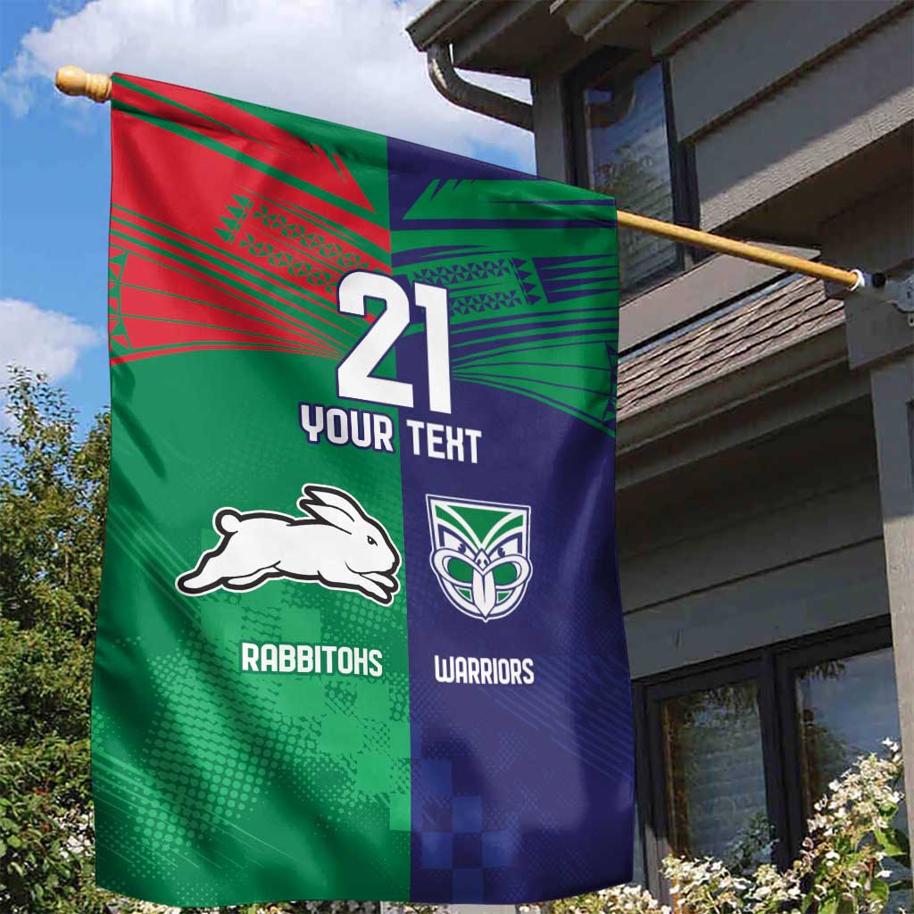 Custom Warriors-Rabbitohs Garden Flag Together Sporty Style