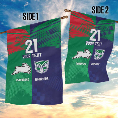 Custom Warriors-Rabbitohs Garden Flag Together Sporty Style