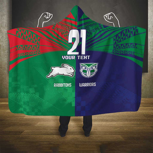 Custom Warriors-Rabbitohs Hooded Blanket Together Sporty Style