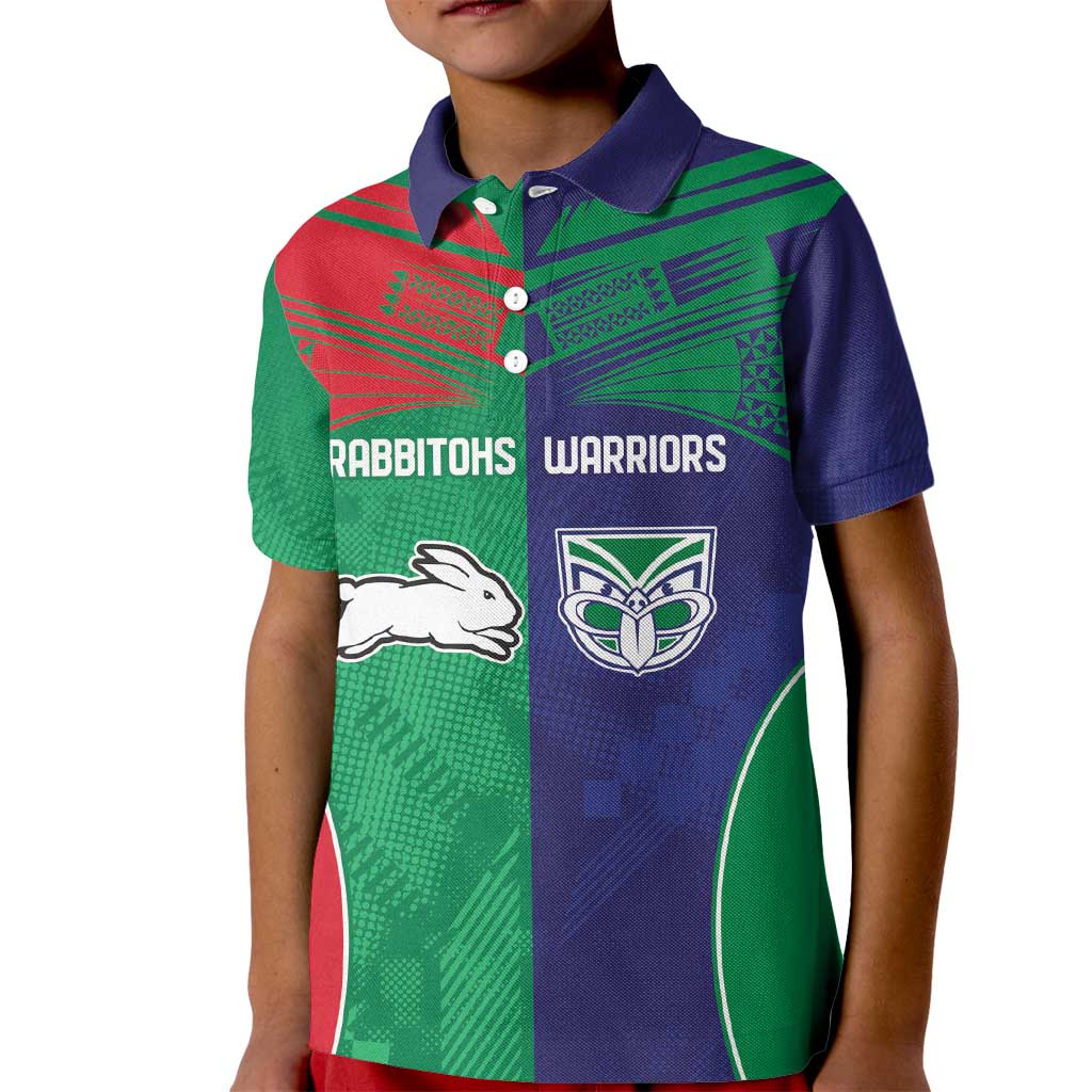 Custom Warriors-Rabbitohs Kid Polo Shirt Together Sporty Style