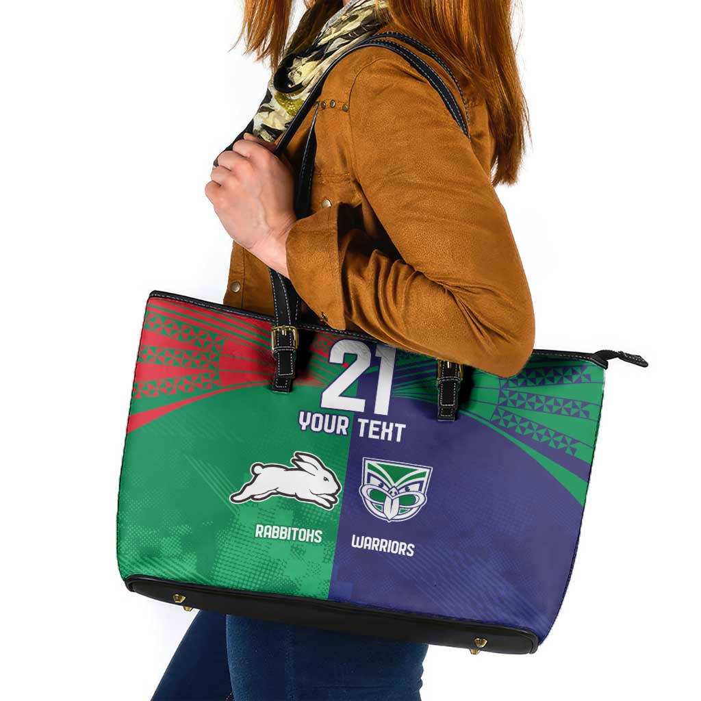 Custom Warriors-Rabbitohs Leather Tote Bag Together Sporty Style