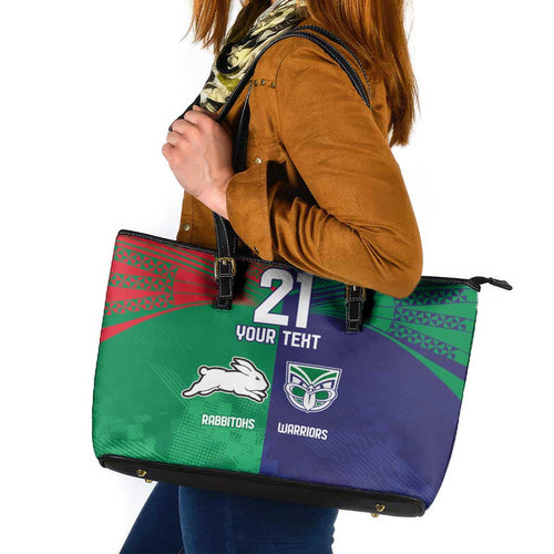 Custom Warriors-Rabbitohs Leather Tote Bag Together Sporty Style