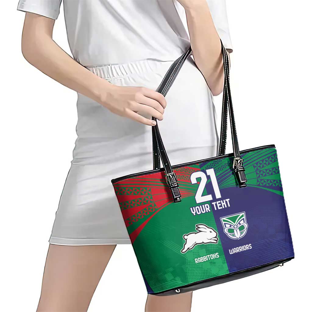 Custom Warriors-Rabbitohs Leather Tote Bag Together Sporty Style
