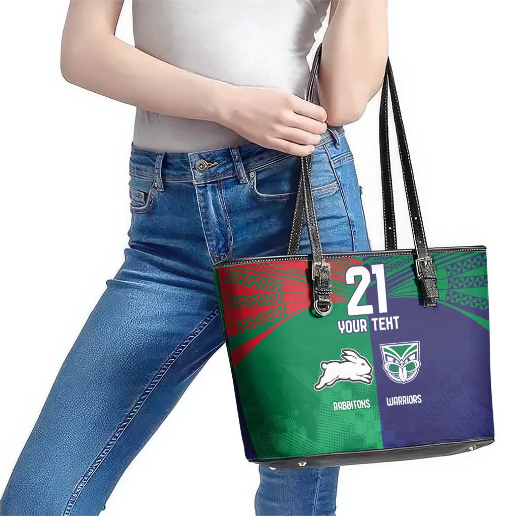 Custom Warriors-Rabbitohs Leather Tote Bag Together Sporty Style
