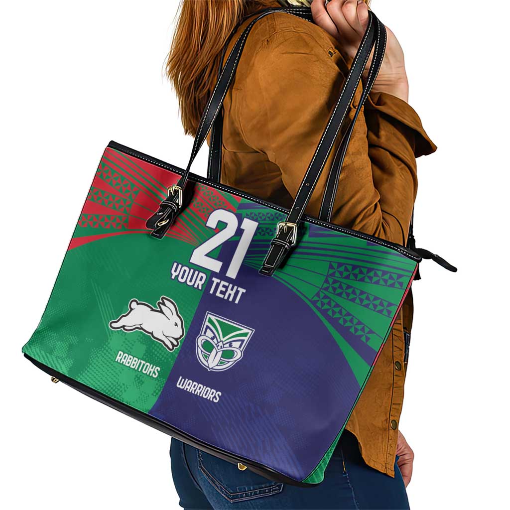Custom Warriors-Rabbitohs Leather Tote Bag Together Sporty Style