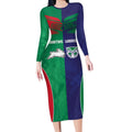 Custom Warriors-Rabbitohs Long Sleeve Bodycon Dress Together Sporty Style
