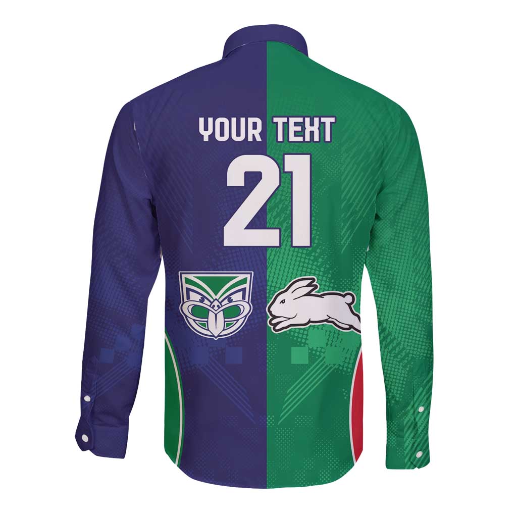 Custom Warriors-Rabbitohs Long Sleeve Button Shirt Together Sporty Style