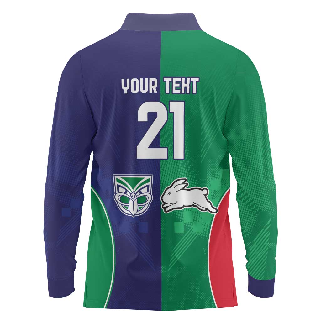 Custom Warriors-Rabbitohs Long Sleeve Polo Shirt Together Sporty Style