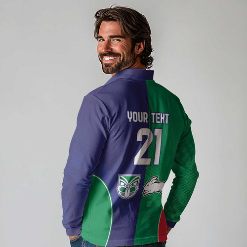 Custom Warriors-Rabbitohs Long Sleeve Polo Shirt Together Sporty Style