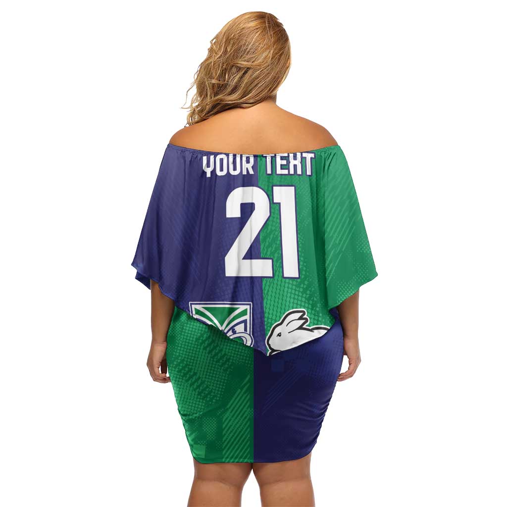 Custom Warriors-Rabbitohs Off Shoulder Short Dress Together Sporty Style
