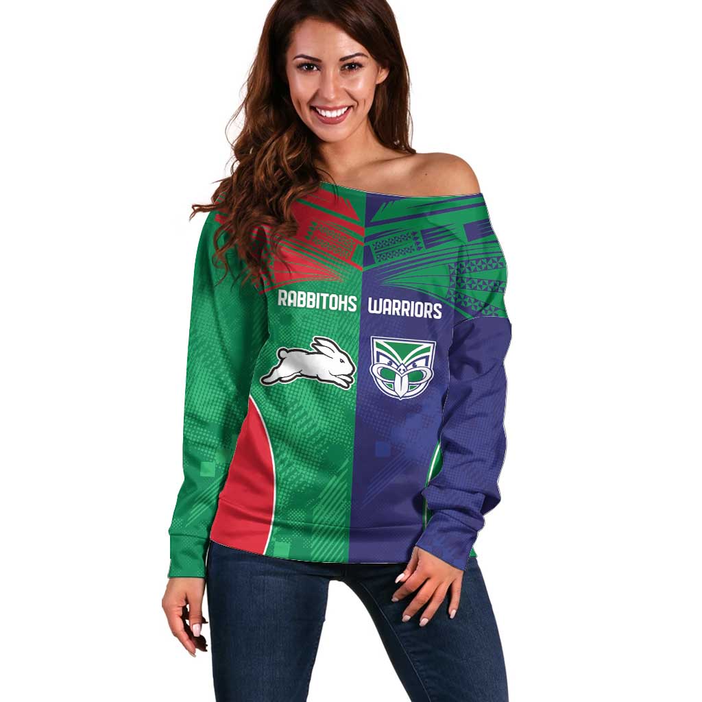 Custom Warriors-Rabbitohs Off Shoulder Sweater Together Sporty Style