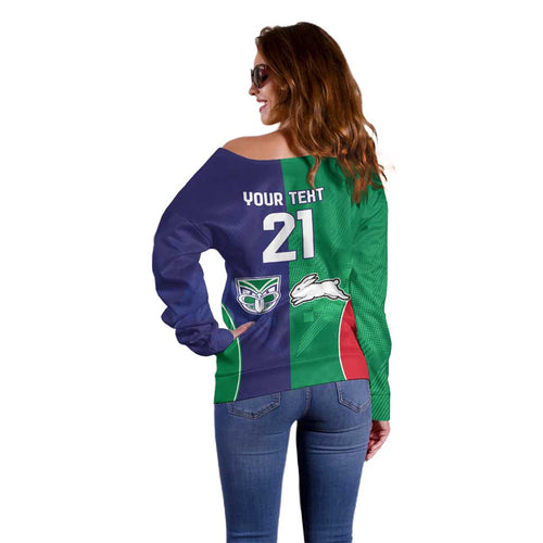 Custom Warriors-Rabbitohs Off Shoulder Sweater Together Sporty Style