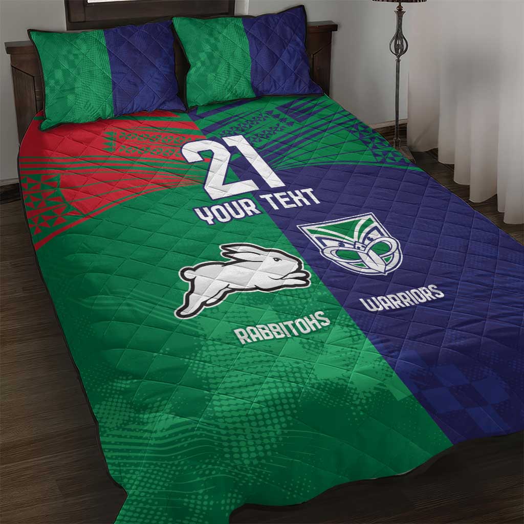 Custom Warriors-Rabbitohs Quilt Bed Set Together Sporty Style