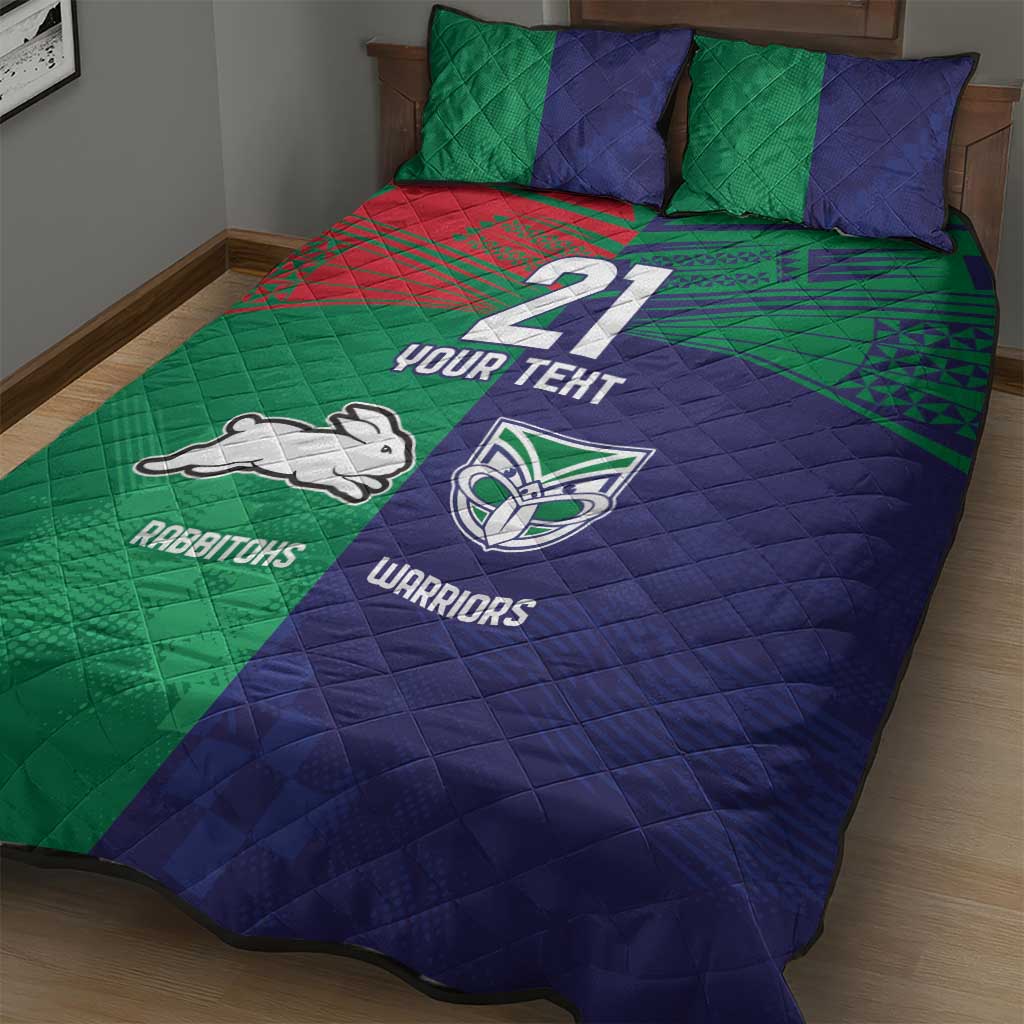 Custom Warriors-Rabbitohs Quilt Bed Set Together Sporty Style