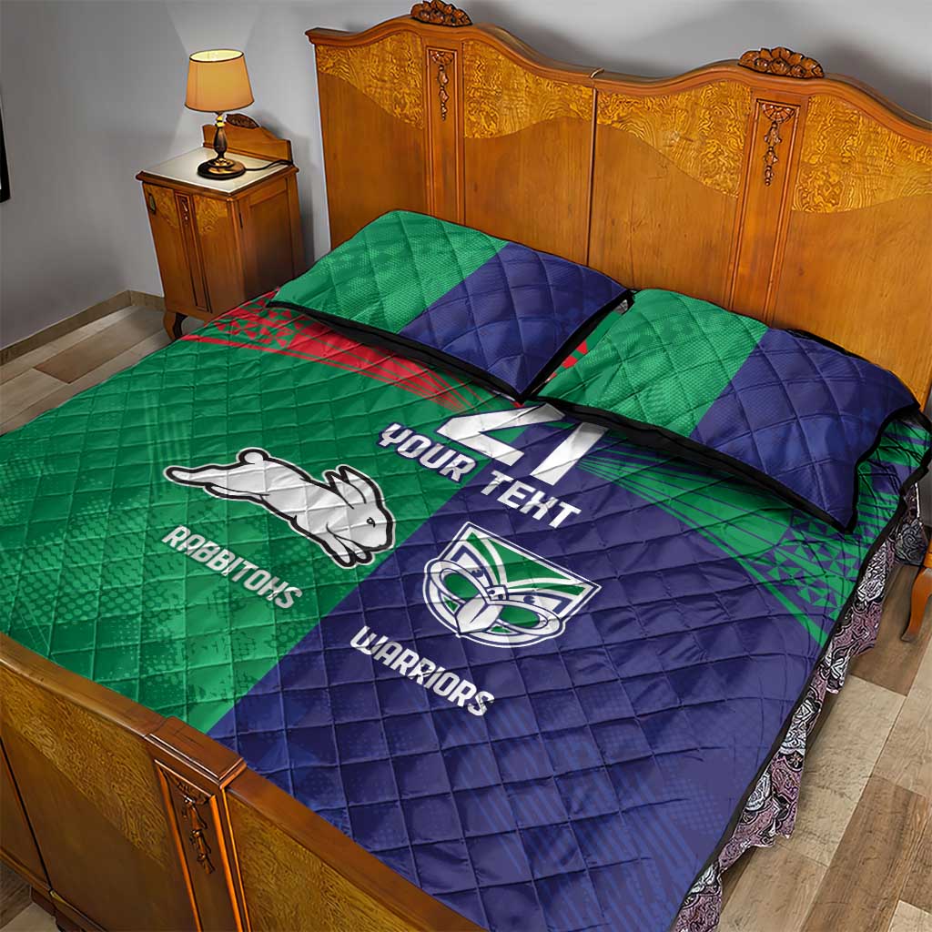 Custom Warriors-Rabbitohs Quilt Bed Set Together Sporty Style