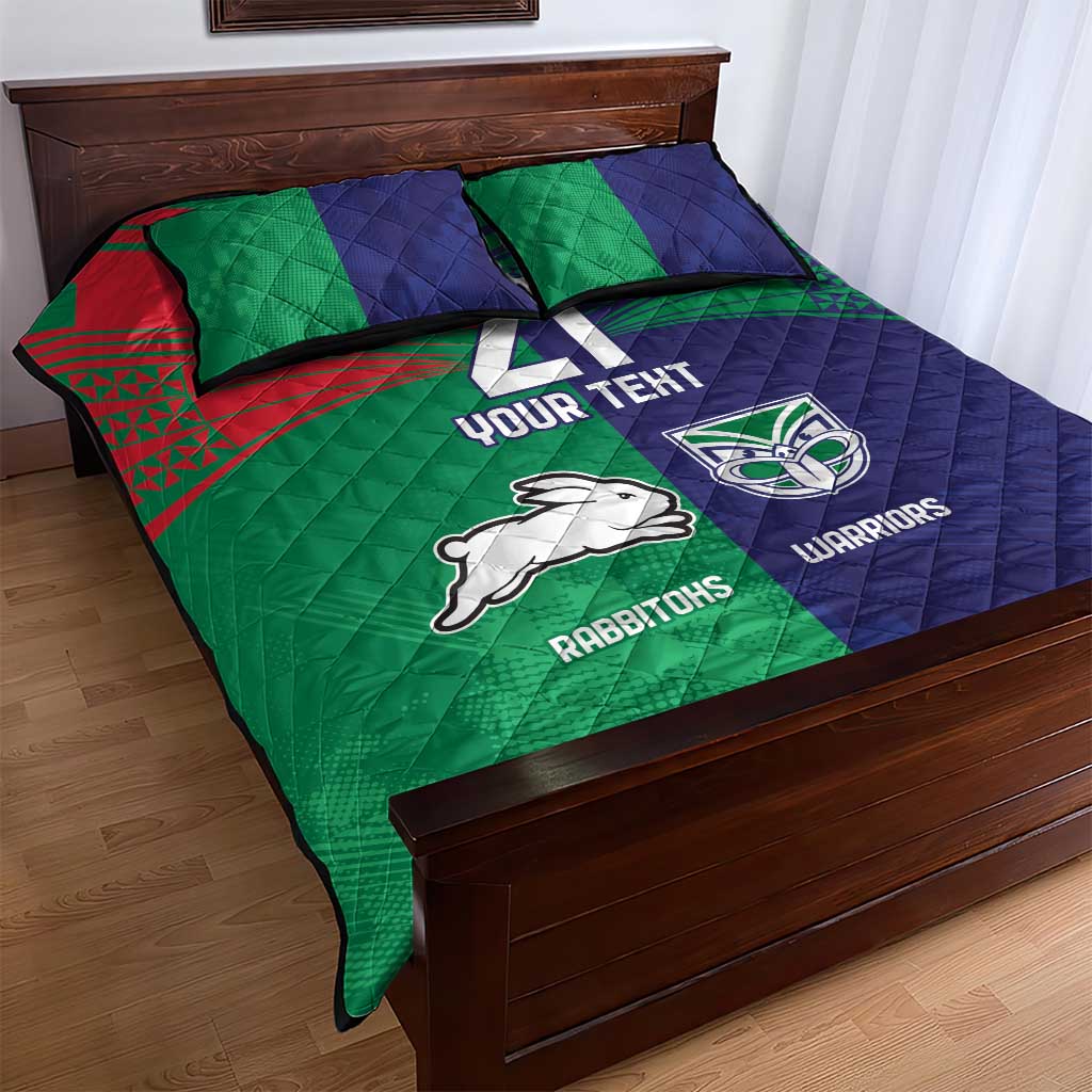 Custom Warriors-Rabbitohs Quilt Bed Set Together Sporty Style