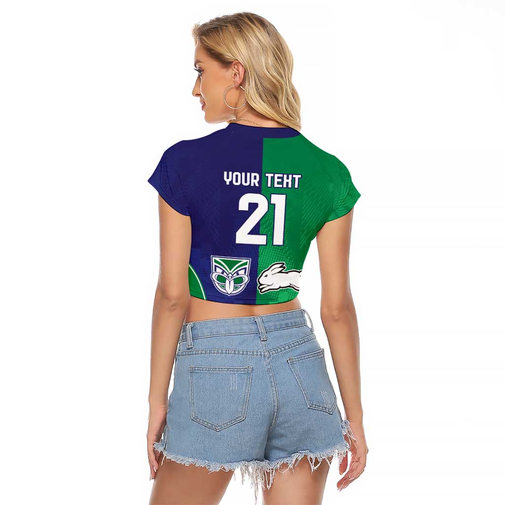 Custom Warriors-Rabbitohs Raglan Cropped T Shirt Together Sporty Style