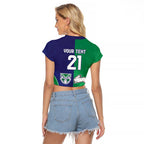 Custom Warriors-Rabbitohs Raglan Cropped T Shirt Together Sporty Style