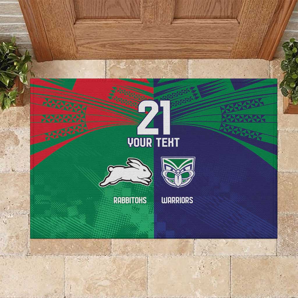 Custom Warriors-Rabbitohs Rubber Doormat Together Sporty Style