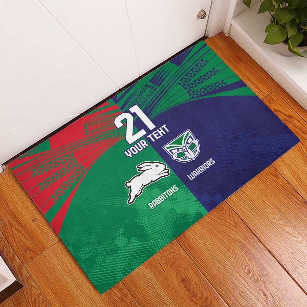 Custom Warriors-Rabbitohs Rubber Doormat Together Sporty Style