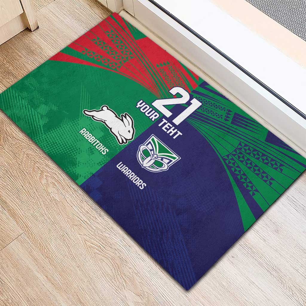 Custom Warriors-Rabbitohs Rubber Doormat Together Sporty Style