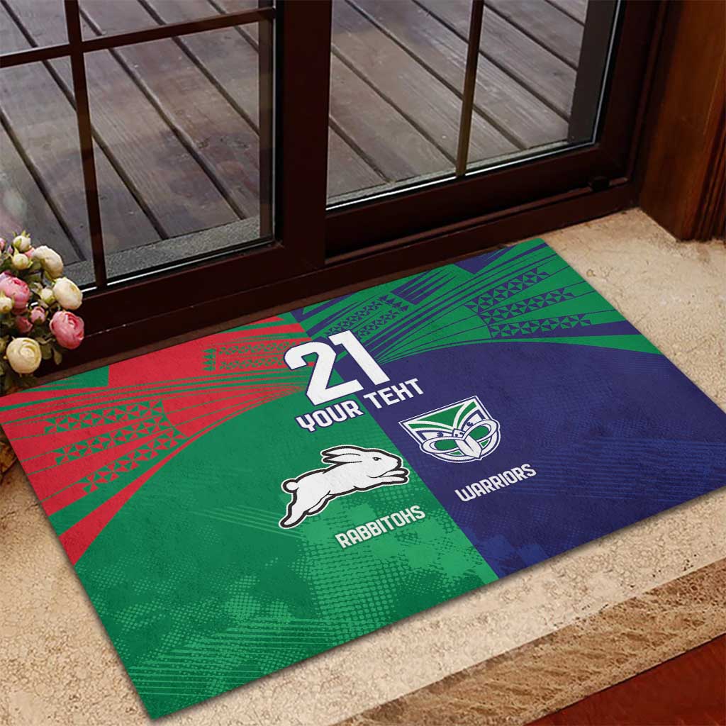 Custom Warriors-Rabbitohs Rubber Doormat Together Sporty Style