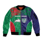 Custom Warriors-Rabbitohs Sleeve Zip Bomber Jacket Together Sporty Style