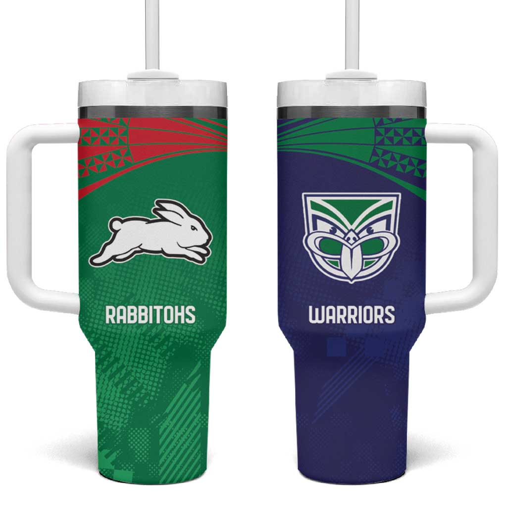 Custom Warriors-Rabbitohs Tumbler With Handle Together Sporty Style