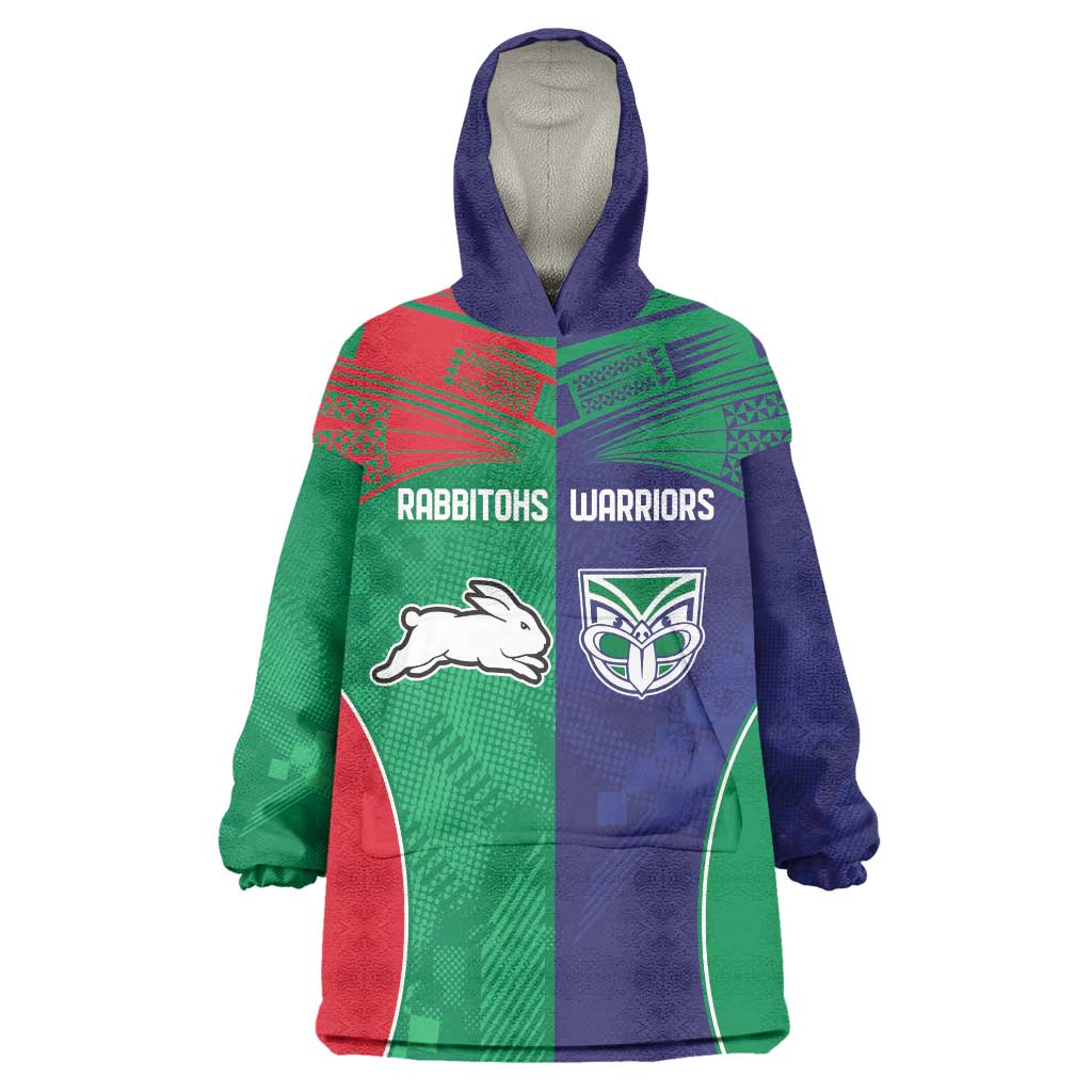 Custom Warriors-Rabbitohs Wearable Blanket Hoodie Together Sporty Style
