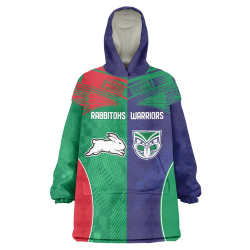 Custom Warriors-Rabbitohs Wearable Blanket Hoodie Together Sporty Style