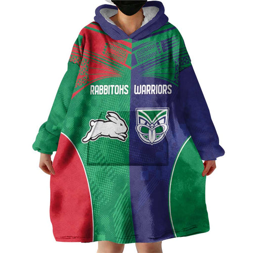 Custom Warriors-Rabbitohs Wearable Blanket Hoodie Together Sporty Style