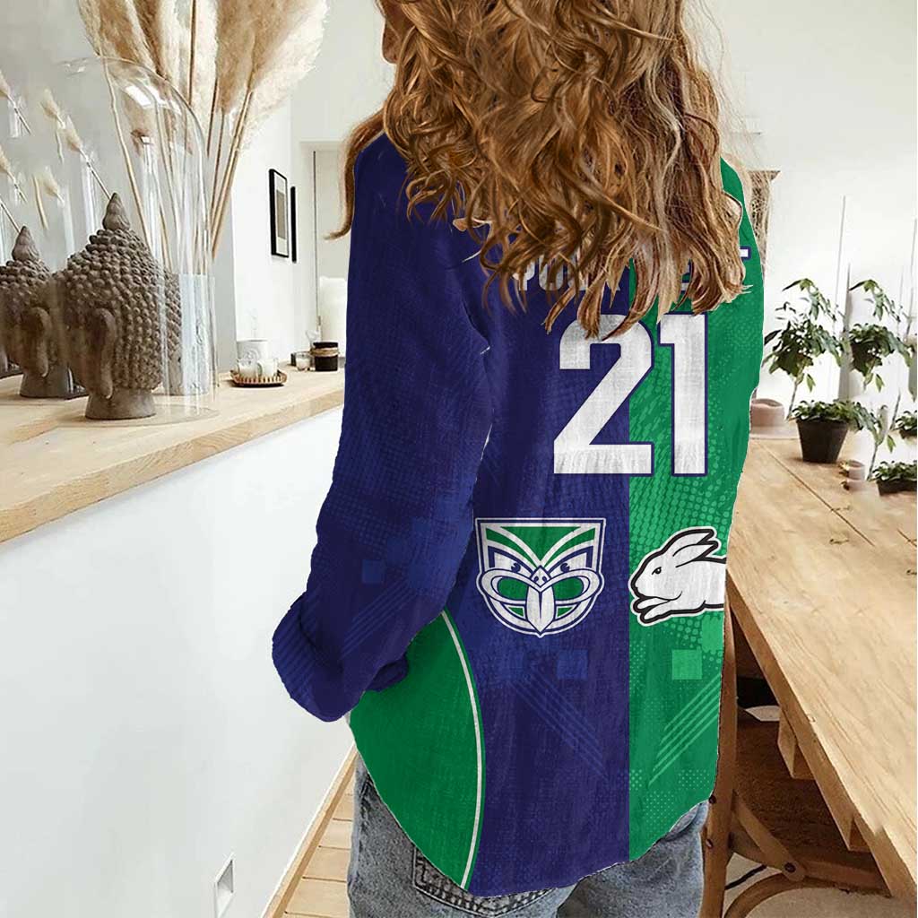 Custom Warriors-Rabbitohs Women Casual Shirt Together Sporty Style
