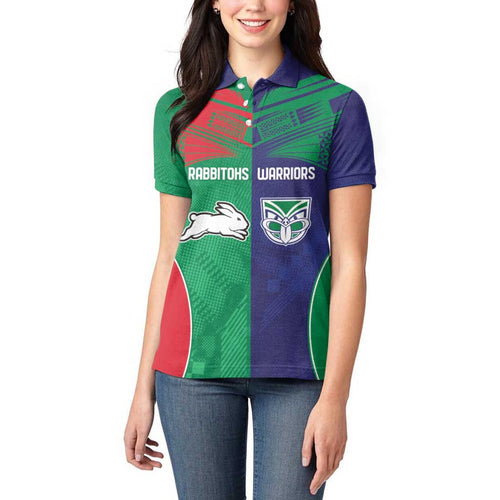 Custom Warriors-Rabbitohs Women Polo Shirt Together Sporty Style