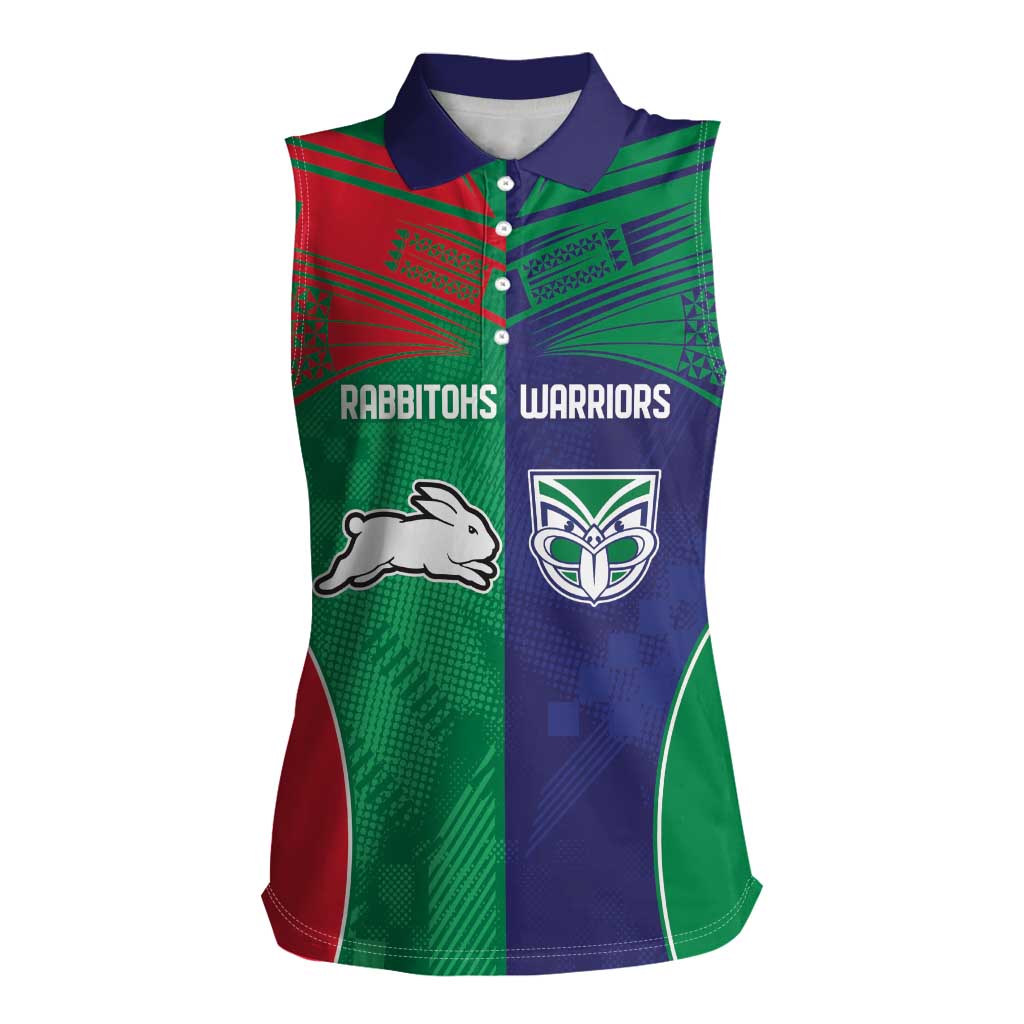 Custom Warriors-Rabbitohs Women Sleeveless Polo Shirt Together Sporty Style