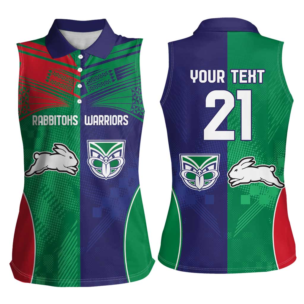 Custom Warriors-Rabbitohs Women Sleeveless Polo Shirt Together Sporty Style