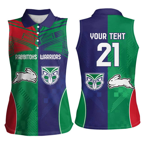 Custom Warriors-Rabbitohs Women Sleeveless Polo Shirt Together Sporty Style