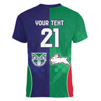 Custom Warriors-Rabbitohs Women V-Neck T-Shirt Together Sporty Style